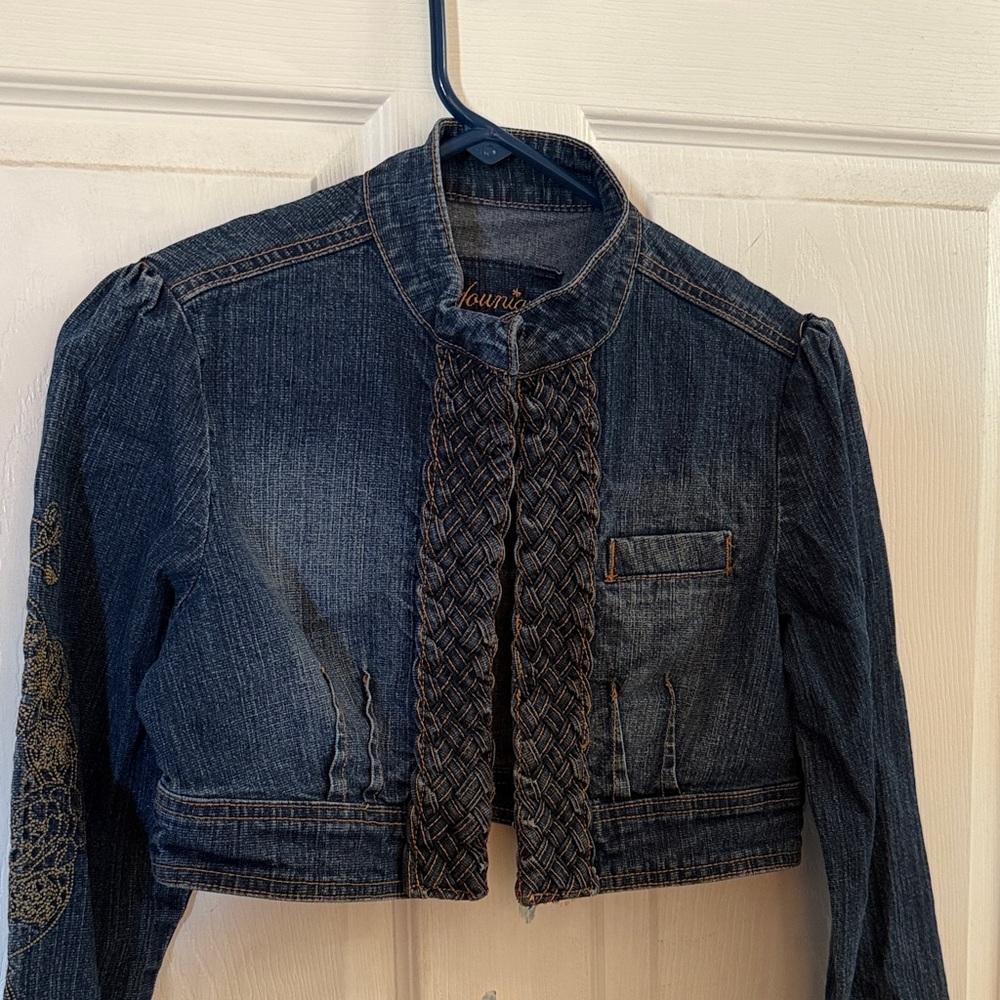 Younique Dark Blue Jean Jacket with Braided Front